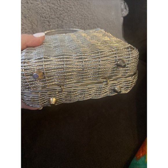 VINTAGE FORSUM MID-CENTURY 1960'S ERA WHITE BASKETWEAVE PURSE / HANDBAG‎ - Picture 3 of 11